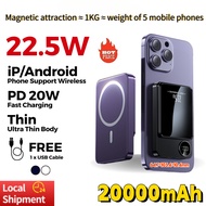 [SG Stock]20000mAh 22.5W Super Fast Charge Ultrathin 15W Wireless Powerbank LED Display Small Powerb