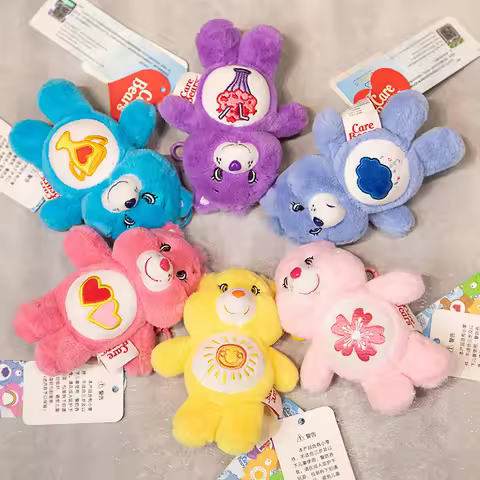 Original Care Bears Plush Lovely Rainbow Bear Stuffed Pendant Teddy Bear Peluche Keychain Kawaii Bac
