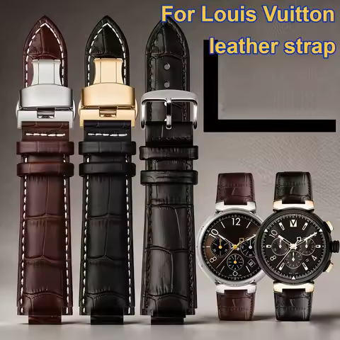 21-12 18-10mm For Louis Vuitton Tambour Cowhide Watchband Men Women Q114k Q1121 Strap For Lv Genuine