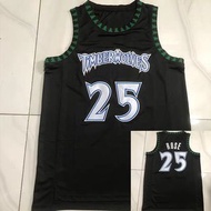 NBA Mitchell and Ness Timberwolves 25號 Rose 黑色波衫