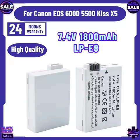 7.4V 1800mAh LP-E8 Camera Battery for Canon EOS 600D 550D Kiss X5
