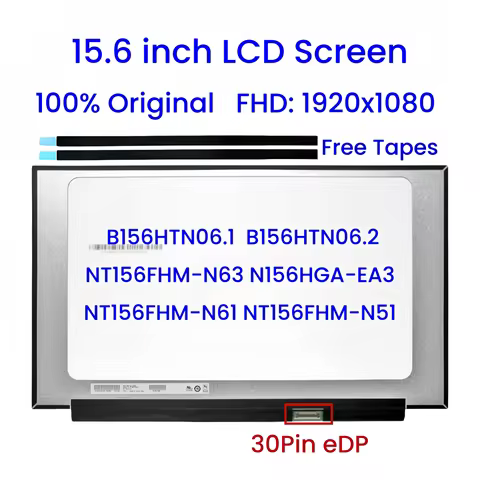 15.6 inch Laptop LCD Screen B156HTN06.1 NT156FHM-N61 N156HGA-EA3 NT156FHM-N51 FHD 1920x1080 30 Pin e