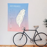 台灣單車地圖-你的專屬訂製地圖掛布。石英粉(客製化禮物)