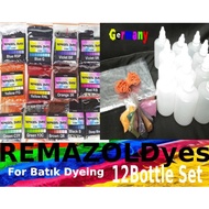 DYE SET PERMANENT REMAZOL FABRIC TIE-DYE DIY KIT 12 BOTTLES