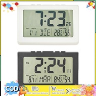 Led Alarm Clock Time Date Temperature Humidity Display Desk Clock For Bedroom Home Office Decor (21x14x2.5cm)