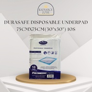 DURASAFE DISPOSABLE UNDERPAD 75CMX75CM(30"x30") 10S