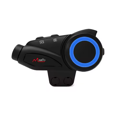 Motorcycle Bluetooth Headset with Camera,MaxTo M3 up to 6 People Group Intercom for 1000M