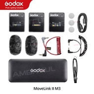 Godox MoveLink II M3 2.4GHz Wireless Lavalier Omnidirectional Microphone Transmitter Receiver for Ph