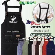 ENERGIE Kitchen Apron Custom Name Apron Custom Logo Apron Cafe Apron Bundle Apron Nama Apron Plain A