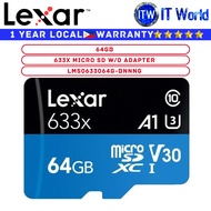 Itw | Lexar SD Card Memory Card 633x Blue 64GB Micro SD Card without SD Adapter (LMS0633064G-BNNNG)