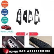 Honda Civic FB Window Switch Panel Cover Carbon Fiber Look Interior Door Armrest Trim Civic Accessor