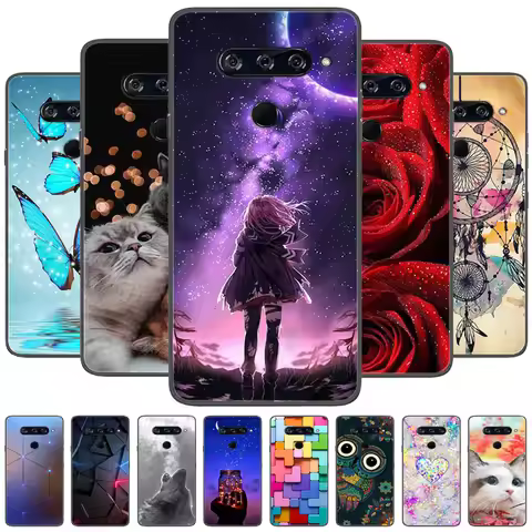 For LG V40 ThinQ Case Fashion Soft TPU Silicone Back Cover Phone Cases for LG V50 V60 ThinQ 5G Black