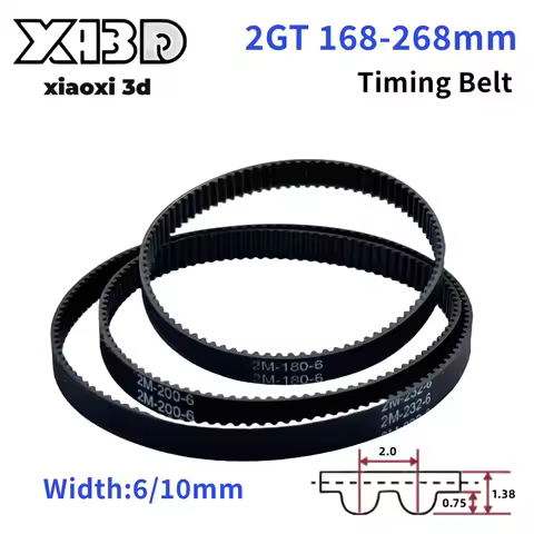 1PC 2GT Belt Width 6/10mm GT2 Timing Belt Closed Loop Rubber Perimeter 168mm~260mm Timing Synchronou