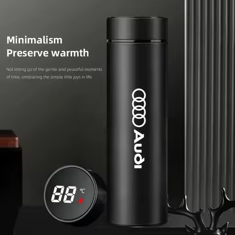 500ml Car Smart Thermos Mug Stainless Steel Insulated Water Bottle For Audi S Line A1 A3 A4 A5 A6 A7