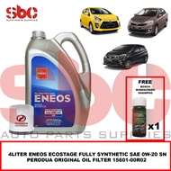 SBC AUTO - ENEOS ECOSTAGE FULLY SYNTHETIC SN 0W20 4LITER with PERODUA OIL FILTER 15601-00R02 AXIA BE