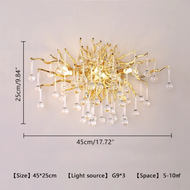 【A VOGUE】  Luxury Clear Crystal Led Ceiling Chandelier Lights Gold For Living Room Dining Room Bedro