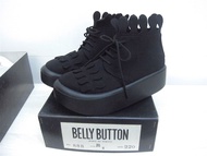 🇯🇵BELLY BUTTON no.888 Tokyo Bopper (size 220) 黑麂皮絨花瓣綁帶厚底鞋