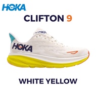 รองเท้าวิ่ง Hoka One One Clifton 9 White Yellow Size36-45 รองเท้าผ้าใบผู้ชาย รองเท้าผ้าใบผู้หญิง รอง