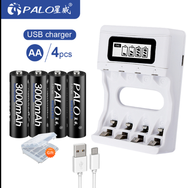 PALO เครื่องชาร์จแบตเตอรี่ 1.2 v AA 3000 MAH / AA 1100 MAH เครื่องชาร์จแบตเตอรี่ 4 ช่อง เครื่องชาร์จ