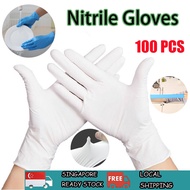 [SG]100PCS Nitrile Gloves Gloves Disposable Nitrile Gloves Powder Free Kitchen Medical Work Garden Gloves Size S M L