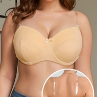 PARIFAIRY Plain Simple Strapless Unlined Bra with Wire Backless Invisible Bra Plus Size 38C 38D 40C 