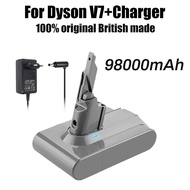 Dyson V7 battery 21.6V 98000mAh Li-lon Rechargeable Battery For Dyson V7 Battery Animal Pro Vacuum Cleaner Replacement+Charger