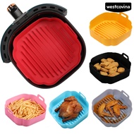 Westcovina Air Fryers Liner Double Handle Heat Resistant Square Dishwasher Safe Silicone Baking Pan Waterproof Non-stick Frying Chicken Basket Mat Kitchen Accessories