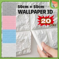 3D Foam Wall Sticker Wallpaper 50x50cm Wallfoam 3D Brick Motif Waterproof