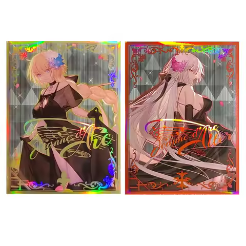 60PCS Holographic Card Sleeve Fate Joan of Arc Standard Size Foil MTG/TCG/FGO Flash Card Sleeve Trad