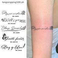 F8PH 1 Sheets English Inspirational Quotes Words Tattoo Floral Butterfly Elements Temporary Body Art