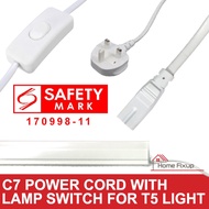 C7 Power Cord with 3 Pin Plug for Linea T5 Light Tubes