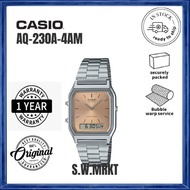 Casio Vintage Analog-Digital AQ-230A-4AM  Stainless Steel Band Woman Watch