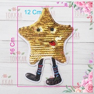 (Per Pcs) AP645 Gold Star Character Patch Gold Star Clothes Patch/