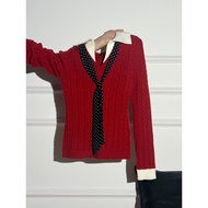 Lasher Bell - Winter Sweater & Scarf Set | Red Polka Dot | Slim-Fit Knitted
