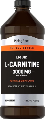 Piping Rock L-Carnitine Liquid | 3000mg | Berry Flavor | Advanced Athlete Formula | Refuel Series Su