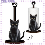 ZENFFENZU Desktop Tissue Holder, Black Cat Shape Vertical Storage Wooden Tissue Holder, WC Paper Sta