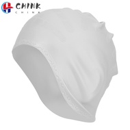 CHINK Swimming Pool Cap, Comfortable Fit White Color Swim Silicone Hat, Water Sports Silicone Materi