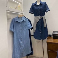 Denim shirt collar sundress 80066