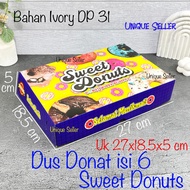 [Contents 10] Donut Box of 6 Sweet Donuts 27x18.5x5 cm Ivory Donut Cake Box/ contains 6 Colors Full 