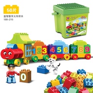 50pcs Number City Train Large Constructor Set Particles Building Blocks Bricks Montessori Educational Baby Toys For Children Gif