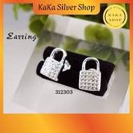 925 Silver CZ White Stones Lock Earring (312303) | Subang Kunci Batu CZ Putih Perak 925 |