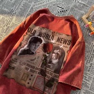 ONE - 水洗做舊T恤（淺棕色M-5XL）（下單后聯繫客服確認發貨尺碼）#F326001425