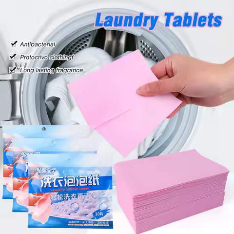 Portable Laundry Sheet Fruit Crystal Laundry Bubble Paper Cleaning Sheet Strong Decontamination Scen