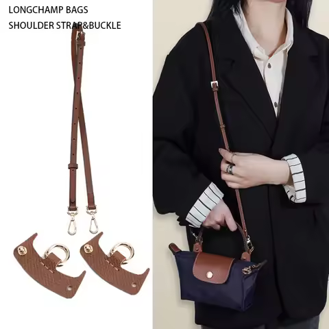 DIY Bag Straps for Longchamp Mini Bag Genuine Leather Accessories Transformation Punch Free Shoulder