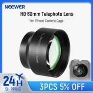 NEEWER HD 60mm Telephoto Lens 2X Magnification for  15 pro Max/Samsung/Xiao Phone Cage Case with 17m