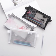 Transparent Mesh Pencil Cases Office Student Zipper Pencil Pouch Pencil Bag School Supplies