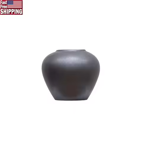 Ceramic Round Urn Vase 7 Inch Dark Gray Decorative Home Accent Indoor Use Ideal Fresh Flowers Dried 
