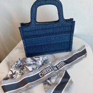 Dior 老花刺繡牛仔迷你托特包