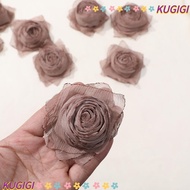 KUGIGI Retro Fabric Gauze Patch, Rose Shape Fabric Art Fabric Applique, Detachable Headwear Hair Accessories Materials