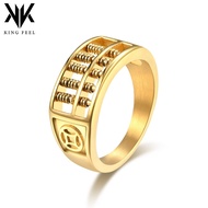 Titanium Steel Plated 18K Gold Abacus Abacus Abacus Bead Ring Copper Coin Fortune Ring Domineering M